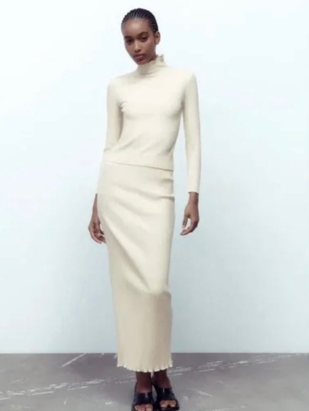 Zara Long Ribbed Skirt